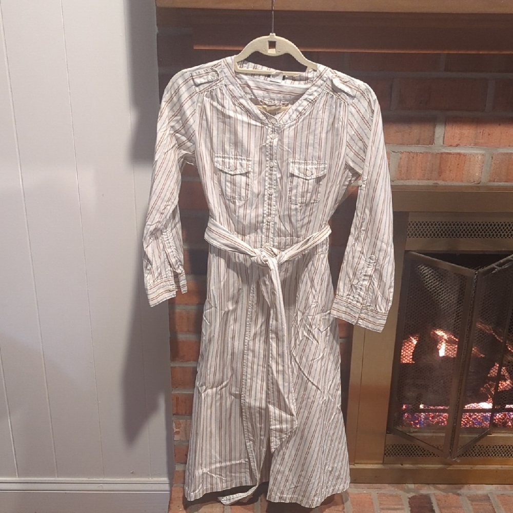 J. Crew Long Sleeve Striped Dress with Belt